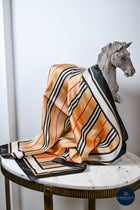 Tan & Black Stripe Hermes inspired Silk Scarf