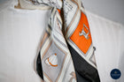 Tangerine black & silver squares horses & caps print scarf