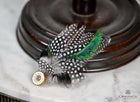 UK Hand Made Medium Green highlights feather brooch Bullet tip hat pin (N)