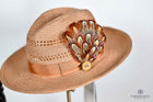 UK Hand Made Medium feather fan brooch Bullet tip hat pin