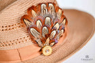 UK Hand Made Medium feather fan brooch Bullet tip hat pin