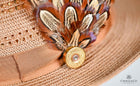 UK Hand Made Medium feather fan brooch Bullet tip hat pin