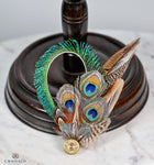 UK Hand Made Xtra Large Pheasant and peacock feather brooch Bullet tip hat pin (I)
