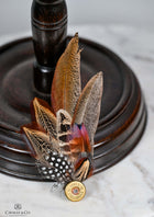 UK Hand Made Xtra Large Pheasant feather hat pin Bullet tip and spot feathers