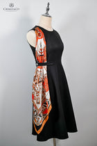 Vintage Style Sleevless Knee Length Little Black Dress with scarf feature