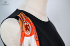 Vintage Style Sleevless Knee Length Little Black Dress with scarf feature