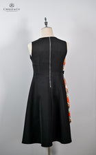 Vintage Style Sleevless Knee Length Little Black Dress with scarf feature