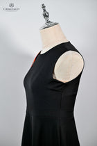 Vintage Style Sleevless Knee Length Little Black Dress with scarf feature
