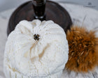 Twist knit Beanie, fleece lined fox hair Pom Pom-detachable clip-on design