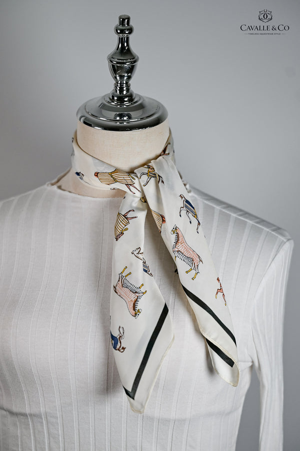White Little Rugged Horses Scarf
