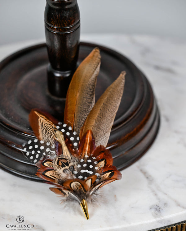 UK Hand Made Xtra Large Pheasant feather hat pin Cone tip