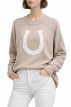 On Order-Horse Shoe Pullover Sweater - Brown