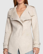 Oat/Beige Wool Blend Moto Coat