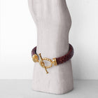 Aristo - 14K Gold Vermeil Brown Leather Horseshoe Bracelet: Medium