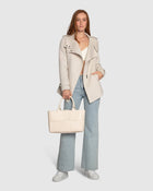 Oat/Beige Wool Blend Moto Coat
