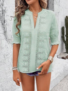 The White Eyelet Puff 3/4 Sleeve Blouse