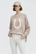 On Order-Horse Shoe Pullover Sweater - Brown