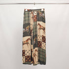 Wide equestrian print pants in viscose and silk