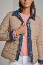 Navy Blue Denim Detail Puffer Jacket