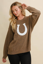 On Order-Horse Shoe Pullover Sweater - Brown