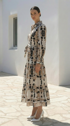 Floral Print Tiered Maxi Dress – Black, Beige &amp; Cream