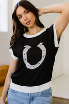 Western Horseshoe Short Sleeve Sweater