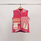 Sleeveless quilted jacket with horse print