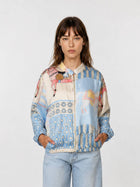 Equestrian bomber jackets-Satin zip-up x 3 Colors 3/4 sleeve