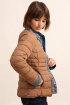 Navy Blue Denim Detail Puffer Jacket