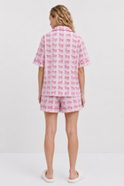 Delicate Horse Woodblock Cotton Shortie Pyjama Set – Soft Pink