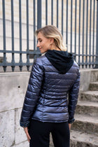 Metallic and Denim Jean jacket: Navy Blue