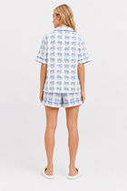 Delicate Horse Woodblock Cotton Shortie Pyjama Set – Soft Blue