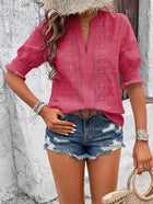 The White Eyelet Puff 3/4 Sleeve Blouse