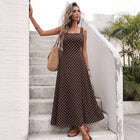 The Coffee Polka Dot Chiffon Maxi Dress