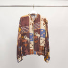 Equestrian print zip-up jacket in viscose and silk – KD8772VS-30: Khaki