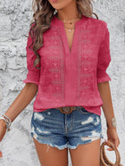 The White Eyelet Puff 3/4 Sleeve Blouse