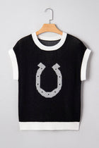 Western Horseshoe Short Sleeve Sweater