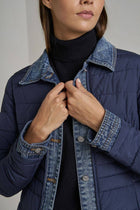 Camel (Tan)Denim Detail Puffer Jacket