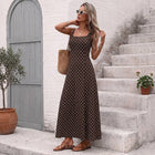 The Coffee Polka Dot Chiffon Maxi Dress