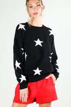 On Order -Star Accent Crew Neck Long Sleeve Knitted Sweater