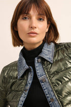 Metallic and Denim Jean jacket: Navy Blue
