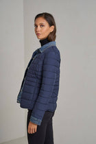 Camel (Tan)Denim Detail Puffer Jacket