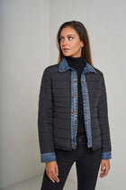 Camel (Tan)Denim Detail Puffer Jacket