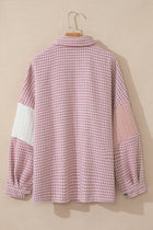 Colorblock Houndstooth Textured Patchwork Shacket - Chocolate & cream