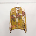 Equestrian print zip-up jacket in viscose and silk – KD8772VS-30: Khaki