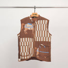 Sleeveless quilted jacket with horse print