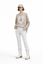 On Order-Horse Shoe Pullover Sweater - Brown