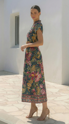 Paradiso Green Print Midi Dress