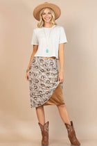 HORSESHOE PRINT MESH MIDI SKIRT: Khaki / Contemporary / L