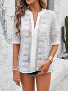 The White Eyelet Puff 3/4 Sleeve Blouse